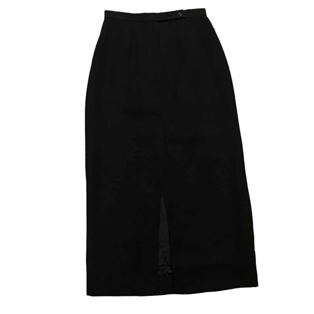 Vintage Emma James Black Pencil Academia Business Casual Black Maxi Skirt